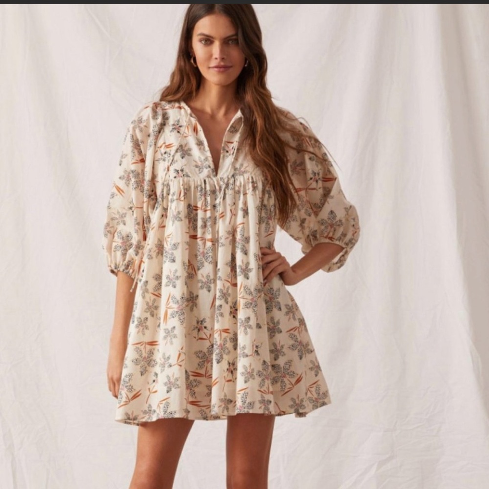 Anthropologie NWT Caballero Floral Puff Sleeve Dress Large